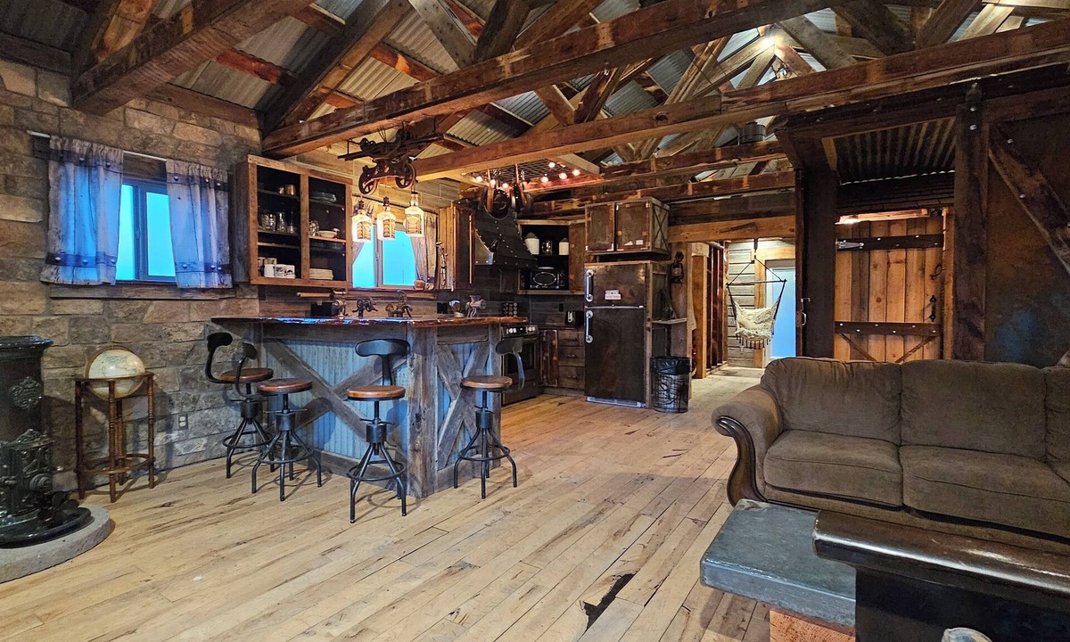 Fish Haven House | Artistry barn where the building is a work of reclaimed art with amazing views