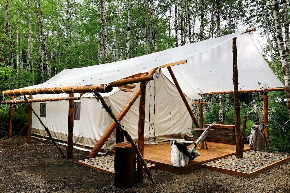 Forks RV Rental | Large and Spacious Safari Tent on a Forks Glamping Resort, Perfect for an Escape to Olympic National Park