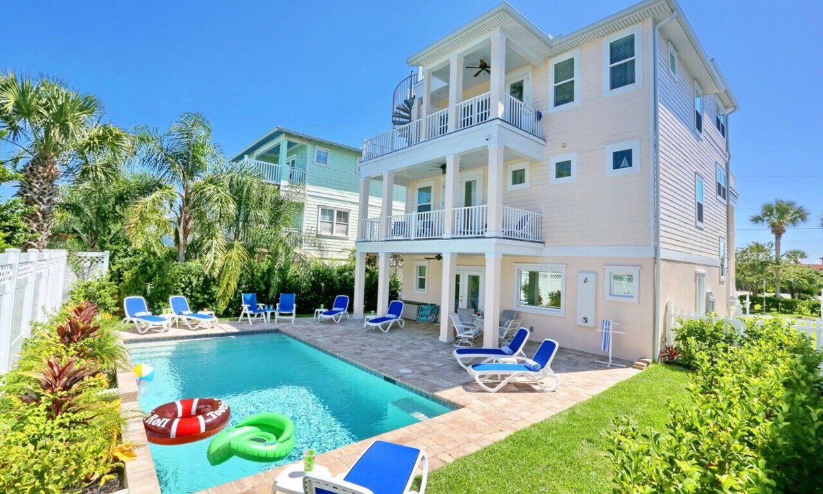 St. Augustine Beach House | Luxury Ocean View/Beachside, 3-Story, Elevator, Heated Pool & Great Rooftop Deck