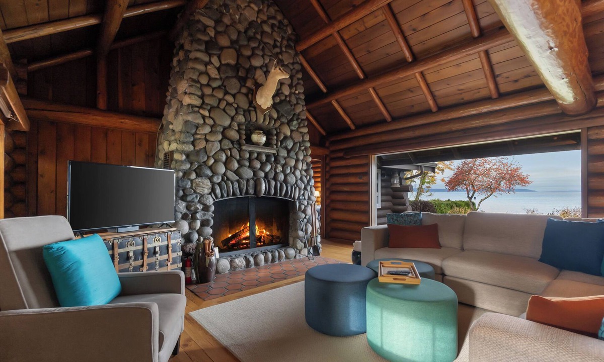 Lawton Park House | Storybook Log House with Waterfront and Fireplace