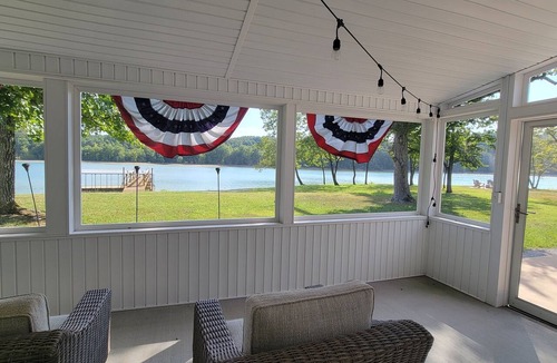 Dandridge Apartment | 20% Off Lakefront Tiny Bird Dock, Hot Tub, Firepit, Boat House, ParkLike Setting