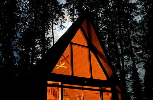 Hayden Lake Cabin | All day sun! Lakefront A-Frame cabin, private dock, sunset views, pet friendly.