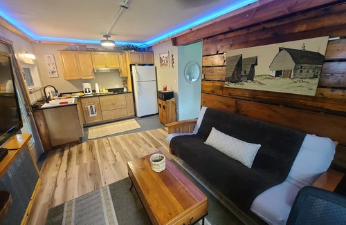 Dubuque House | Barn-dominium living experience w/park view, adjustable bed, 4-seasons room