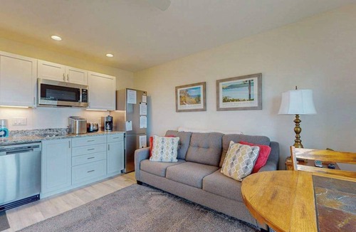 Glen Arbor Condo | Desirable beachfront condo in Glen Arbor with patio, fireplace, kitchenette & AC