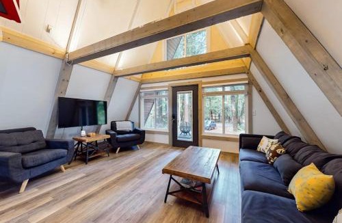 Marmot House | Dog-friendly A-frame near the river with game room firepit wood stove & grill