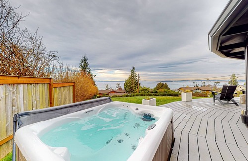 Coupeville House | Dog-friendly home with private hot tub, amazing ocean view, and fire pit
