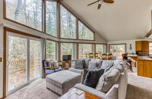 Mount Hood Village Ski Chalet | Expansive Wooded Home with a Brook Firepit Private Hot Tub and Shared Pool