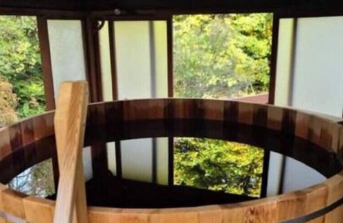 Buckley House | Geodesic Dome bedroom with shared cedar hot tub