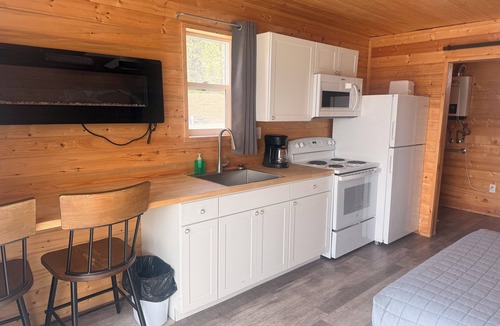Republic Cabin | Lakefront Studio Retreat at Tiffanys Resort - Private Deck & Full Bath