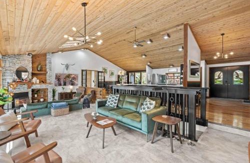 Nine Mile Falls House | Luxe Lake Home Hot Tub Private Dock Beach