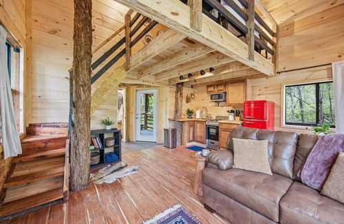 Trenton Cabin | NEW! Cedarbrook Treehouse | Rural Retreat | Hot tub + Dog Friendly