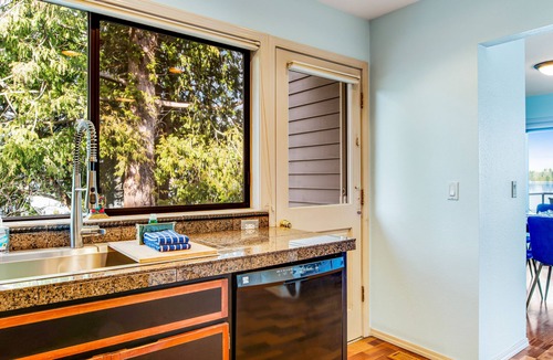 Bonney Lake House | Peaceful lakefront home with firepit, hot tub, pool table, dock, balcony, & deck