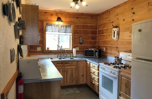 Alpine Village Cabin | Rustic and charming dog-friendly mountain retreat with deck, W/D, & amazing view