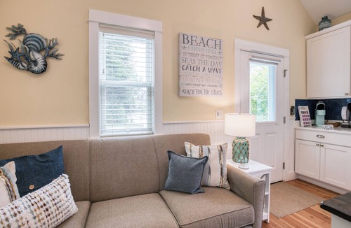 Seabrook Cabin | Seabrook Cabin - 10 minute Walk to Town, Private Hot Tub & Yard, Dog Friendly