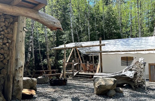 Forks RV Rental | Spacious and Pet Friendly Safari Tent on a Glamping Resort in the Pacific Northwest, WA