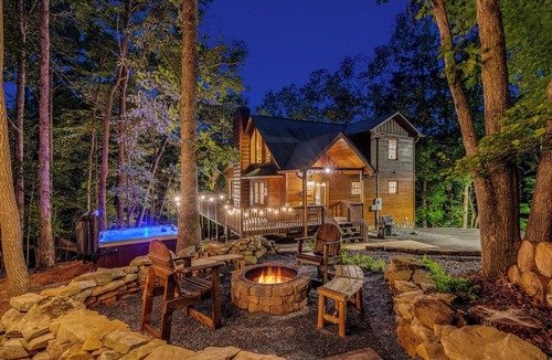 Ellijay Cabin | The Hideout: Resort Cabin w/Sauna, Hot Tub, Fire Pits, & Amenities Passes!