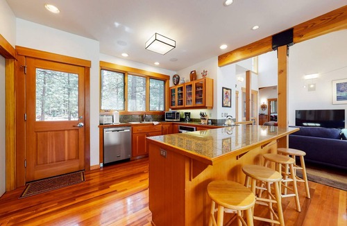 Black Butte Ranch House | Tree-lined home with private hot tub, resort pools, hot tubs, & gym