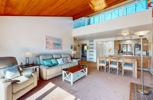 Port Ludlow Condo | Water-view condo with deck, grill, yard games, resort pools, hot tub, and gym