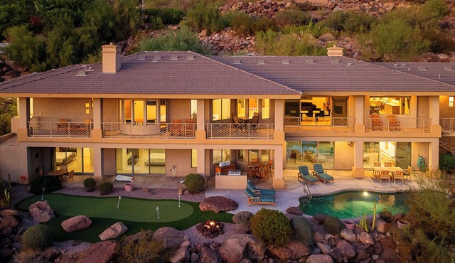 8BR Exclusive Camelback Mansion w/Mountain Views, Heated Pool, Spa & Theater