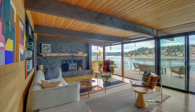 Deck & Views: Luxe Waterfront Port Orchard Retreat