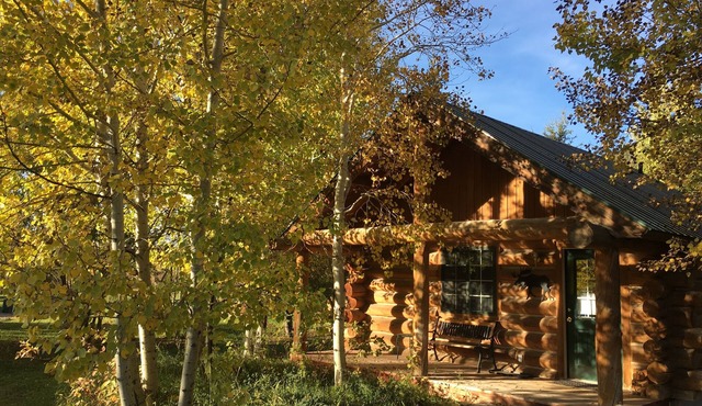 “Deer” Log Cabin with 2Q Log Beds, Bath and Kitchenette