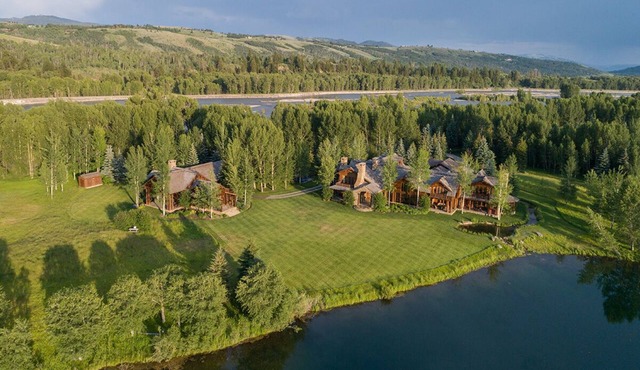 Private, stately lodge nestled near the banks of the Snake River