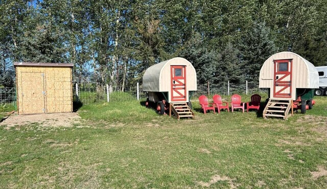 Sheep Wagon One-Teton Views-Glamping-Working Ranch, Perfect for Couples.