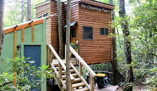 The Hidden Hemlock Treehouse: AWD/4WD vehicle required for access.
