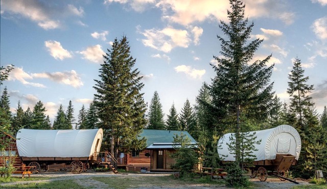 Unique Conestoga Glamping Wagon with King Bed & Private Bath | Bonners Ferry, Idaho Retreat