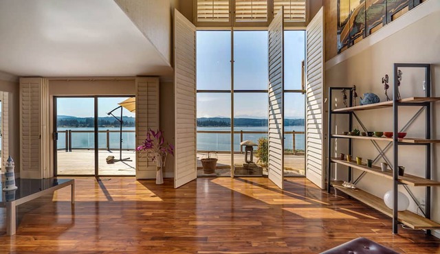 Serene Waterfront Retreat w/ Private Beach & Sauna